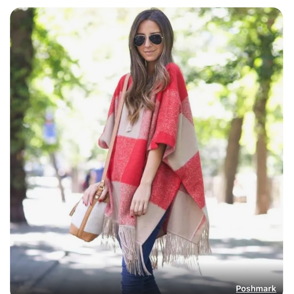 Poncho Cape with fringe Adam Lippes for Target Wool Blend Boho Plus Size 1X-2X